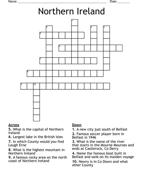 capital of northern ireland crossword.